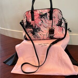 Kate Spade Floral Pink and Black Satchel